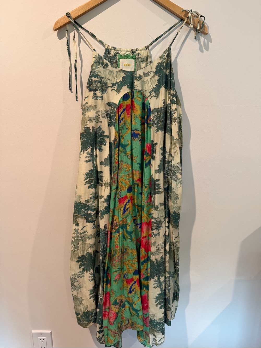 Maeve Green Toile & Multi-Color Panel Maxi Dress